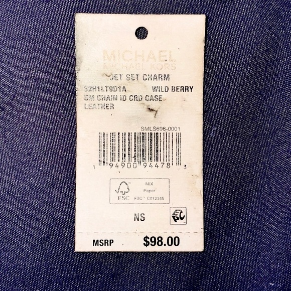 SALE💖🍓Michael Kors Jet Set Charm small chain ID card case Wild Berry - Picture 5 of 5